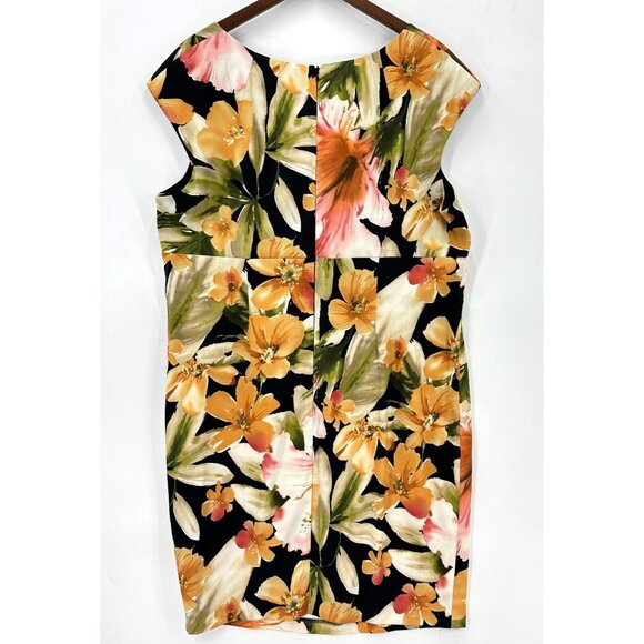 Connected Dress Womens Sheath Floral Cap Sleeve Back Zip Multicolor Plus 20W - Picture 2 of 7